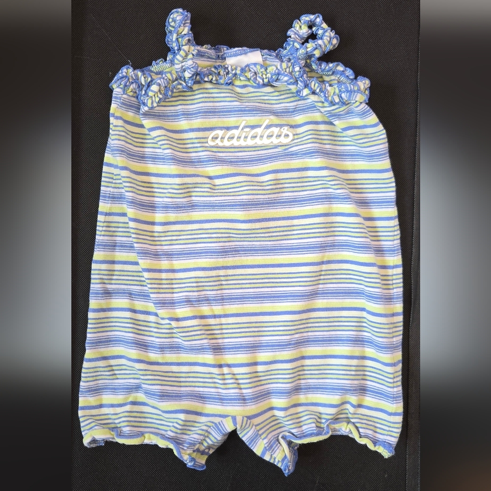12m Adidas Striped Baby Girl Romper